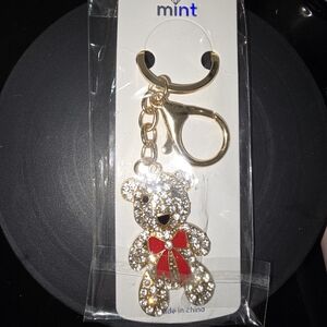 Sparkling Bear Keychain/bag charm with Red Bow
